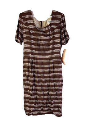 Deadstock Vintage 80s Linen Blend Striped Dress USA Old Money Classy